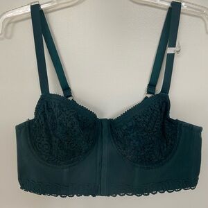 Aerie Lace Show Off Balconette Corset Bra in Forrest Green NWT